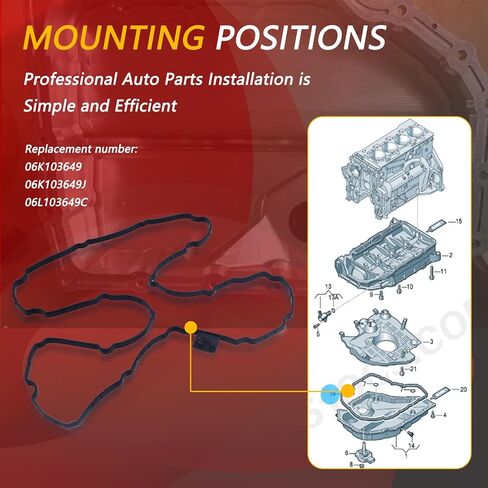 Engine Oil Pan Gasket 06L103649C for Audi A3 A4 A5 A6 A7 Q3 Q5 Q7 TT Quattro Allroad Volkswagen VW Jetta Beetle EA888 MK3 1.8T 2.0T 2014-2018 06L103649S in Saudi Arabia