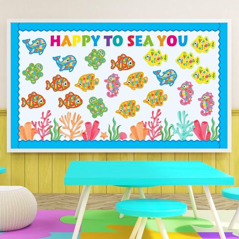 AUGTHEEP 24 Sets Summer Under The Sea Craft Kits Ocean Sea Animal Tissue Paper Craft Fish Suncatchers Crafts Suncatchers Decoration Classroom Art Ornament (Summer) in Saudi Arabia