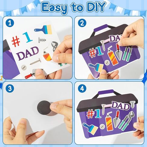 Haooryx Father's Day Magnet Craft Kit - 30 Sets Make Your Own Tool Box Sticker Decor Paper Craft for Classroom Home DIY Activity Refrigerator Bulletin Board Decor Happy Father's Day Party Supply Gift in Kuwait