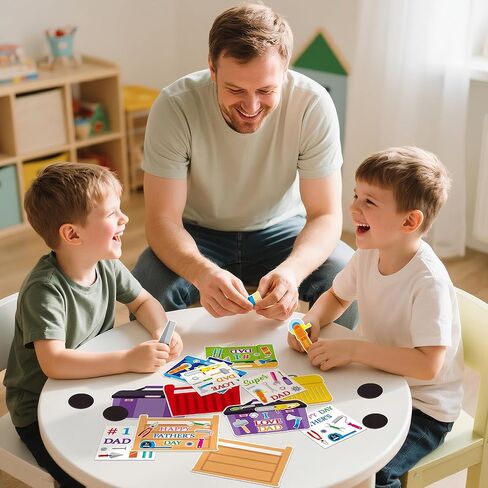 Haooryx Father's Day Magnet Craft Kit - 30 Sets Make Your Own Tool Box Sticker Decor Paper Craft for Classroom Home DIY Activity Refrigerator Bulletin Board Decor Happy Father's Day Party Supply Gift in Kuwait