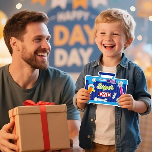 Haooryx Father's Day Magnet Craft Kit - 30 Sets Make Your Own Tool Box Sticker Decor Paper Craft for Classroom Home DIY Activity Refrigerator Bulletin Board Decor Happy Father's Day Party Supply Gift in Kuwait