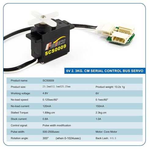 RCmall (Feetech) 2.3 كجم 6V Micro Servo (2-Pack) SCS0009، محرك رقمي ميتال جير مع تعليقات TTL وحافلة تسلسلية لذراع روبوت RC، والسيارة، ومشاريع طائرات الهليكوبتر DIY in Kuwait