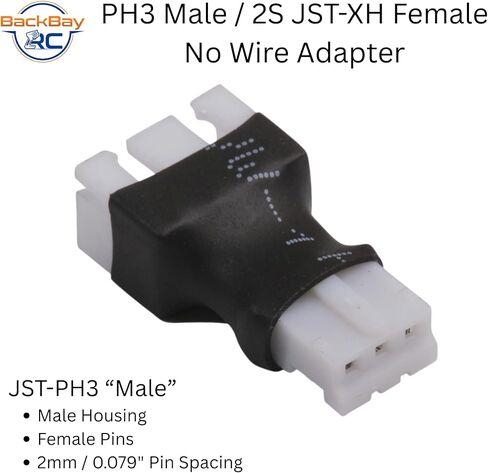 2 Pack: UMX (PH3) / 2S JST-XH No Wire Male/Female Lipo Charger Adapter by BackBayRC in Saudi Arabia