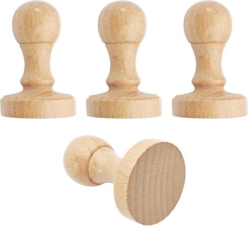 4PCS 30mm/1.2" Solid Wood Round Handle Stamp, Wooden Knobs Blank Seal Carving Stamper for DIY Crafting Scrapbooking Card Making Rubber Projects Drawer Pulls in Kuwait