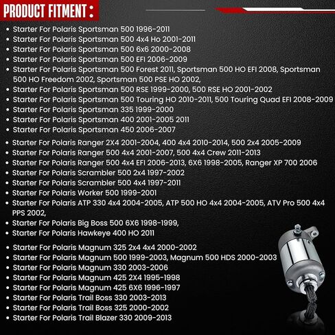 محرك بدء التشغيل يناسب Polaris Sportsman 500 HO 400 Ranger 500 4x4 EFI Trail Boss 325 330 Scrambler 500 Magnum 330 Trail Blazer 330 1995-2014 3090188 3084981 in Kuwait