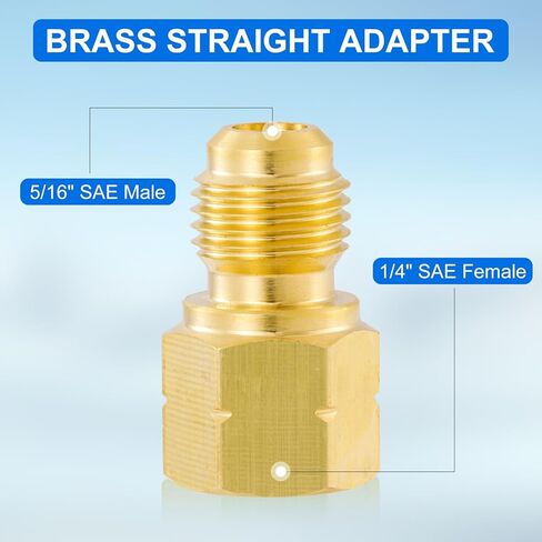 Brass Straight R410A Adapter, 5/16" SAE Male to 1/4" SAE Female Fitting, HVAC Refrigerant Adapter for R410A R22 R134A Mini Split Air Conditioner Systems in Saudi Arabia