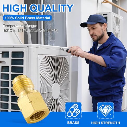 Brass Straight R410A Adapter, 5/16" SAE Male to 1/4" SAE Female Fitting, HVAC Refrigerant Adapter for R410A R22 R134A Mini Split Air Conditioner Systems in Saudi Arabia