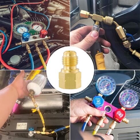 Brass Straight R410A Adapter, 5/16" SAE Male to 1/4" SAE Female Fitting, HVAC Refrigerant Adapter for R410A R22 R134A Mini Split Air Conditioner Systems in Saudi Arabia