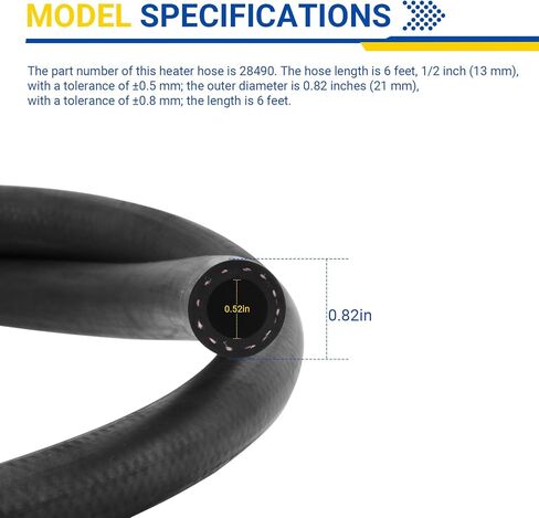 28490 Inner Diameter 1/2 Heater Hose for Cars And Light Trucks Engine Cooling Systems,6' Length Universal Coolant Hose Safety Stripe Standard Straight in Kuwait
