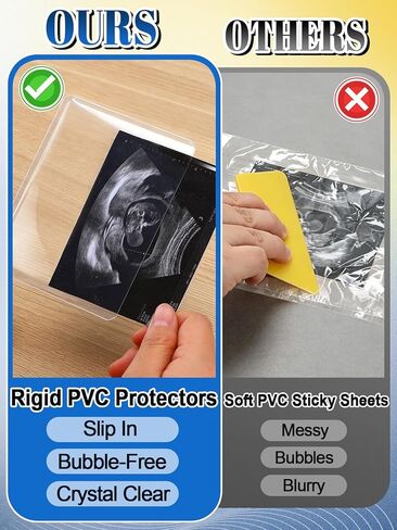 Easy Insert Photo Protector for 3x4in Ultrasound Pictures - Side-Loading to Keep Baby Sonogram Picture/Special Memories Safe, Pregnancy Journal Must Haves, Pregnancy Gifts for Expecting Mom, 20 Pack in Kuwait