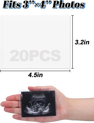 Easy Insert Photo Protector for 3x4in Ultrasound Pictures - Side-Loading to Keep Baby Sonogram Picture/Special Memories Safe, Pregnancy Journal Must Haves, Pregnancy Gifts for Expecting Mom, 20 Pack in Kuwait
