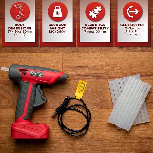XFasten Pink Cordless Hot Glue Gun and Sticks Set, USB-C Rechargeable with 7.2V Battery, 15s Fast Preheating with 20 Pcs Crystal Clear Mini Glue Sticks and Silicone Mat for Crafts DIY Home Repairs in Kuwait