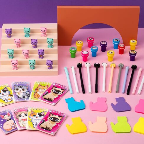 DMIGHT Cat Party Favors Cat تحت عنوان لوازم الحفلات Goodie Bag Stuffers الحشو لـ PET Party Party Classroom School مكافأة الهدايا الجوائز Goodie Bag Stuffers قم بزيارة المتجر in Kuwait