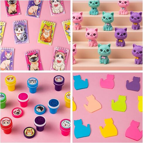 DMIGHT Cat Party Favors Cat تحت عنوان لوازم الحفلات Goodie Bag Stuffers الحشو لـ PET Party Party Classroom School مكافأة الهدايا الجوائز Goodie Bag Stuffers قم بزيارة المتجر in Kuwait