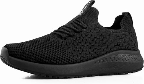 Non Slip Shoes for Women Food Service Work Shoes Restaurant Slip Resistant Hospital Walking Sneakers Breathable Lightweight Lace Up Shoes Black in Saudi Arabia
