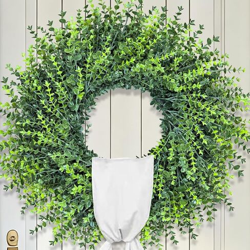 28In Large Boxwoods Door Wreaths for Front Door Spring Summer Outside All Season Green Year Round Artificial Greenery Wreath for Wall Window Rustic Farmhouse Home Outdoor Indoor Decorations in Saudi Arabia
