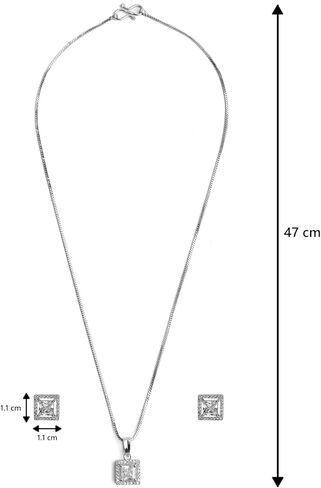 Jewelry Luxury Pendant Gift Set for Women | Pendant with 2 Earrings, Option in 10 Design with Gold Silver Princess Cut Round Heart and Oval (Silver, Heart) One Size Multi in Saudi Arabia