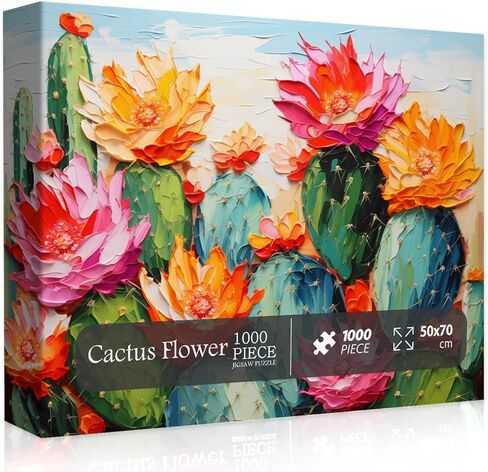 Cactus Plant Puzzles for Adults 1000 Pieces, Colorful Succulent Flower Garden Art Puzzle, Nature Plant Challenging Jigsaw Puzzle Painting as Cactus Home Decor in Kuwait