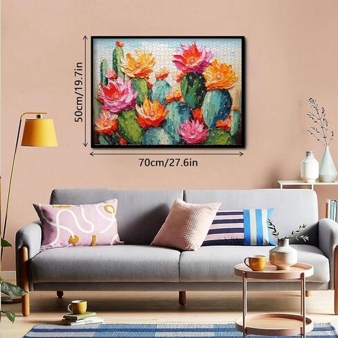 Cactus Plant Puzzles for Adults 1000 Pieces, Colorful Succulent Flower Garden Art Puzzle, Nature Plant Challenging Jigsaw Puzzle Painting as Cactus Home Decor in Kuwait