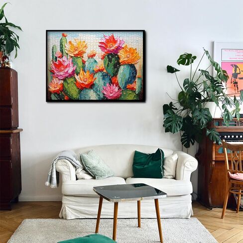 Cactus Plant Puzzles for Adults 1000 Pieces, Colorful Succulent Flower Garden Art Puzzle, Nature Plant Challenging Jigsaw Puzzle Painting as Cactus Home Decor in Kuwait