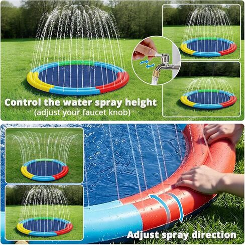 Splash Pad for Kids & Dogs, 78" Sprinkler Splash Pad with Dual Sprayers, Large Non-Slid Splash Mat, 360° Spray Outdoor Water Toys for Backyard, Summer, Gifts for Toddlers, Family, Pets in Saudi Arabia
