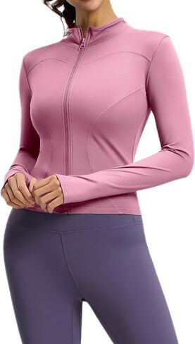 Athletic Jackets For Women Full Zip, Lightweight Long Sleeve Workout Jackets in Saudi Arabia
