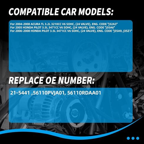 21-5441 New Power Steering Pump Compatible with Honda Pilot 2005-2008 V6 3.5L, Acura Tl 2004 2005 2006 2007 2008 V6 3.2L Replace # 56110PVJA01, 56110RDAA01 in Kuwait