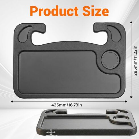 Car Steering Wheel Laptop Desk, Multipurpose Portable Rolling Tray Table for Eating & Working, Universal Car Travel Food Stand-Black in Saudi Arabia