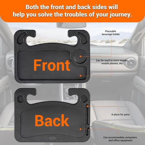 Car Steering Wheel Laptop Desk, Multipurpose Portable Rolling Tray Table for Eating & Working, Universal Car Travel Food Stand-Black in Saudi Arabia