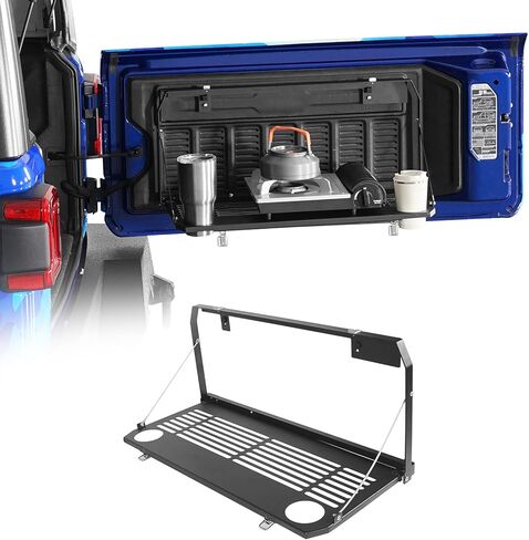Hooke Road Wrangler JL Tailgate Table Overland Camping Desk لـ 2018-2026 Jeep Wrangler JL JLU، رف تخزين منظم للملحقات الخارجية in Kuwait