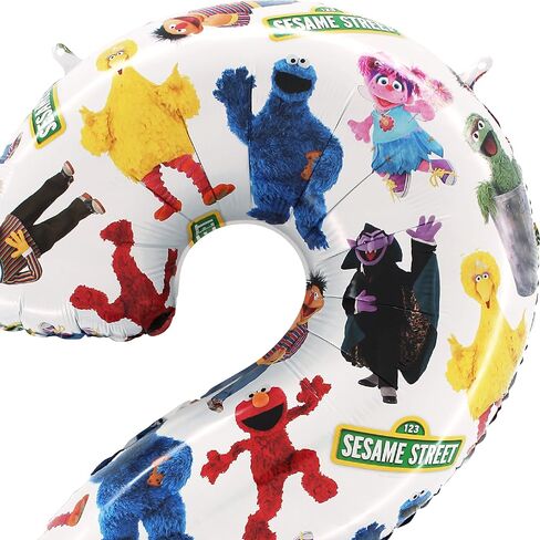 بالون فويل رقم 2 من توي لاند مقاس 26 بوصة (66 سم) من Sesame Street™ - بالونات حفلات الأطفال - ديكور الحفلات، بالهواء أو الهيليوم، ذاتي الغلق in Kuwait