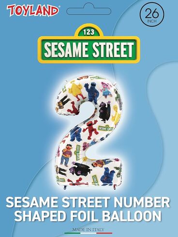 بالون فويل رقم 2 من توي لاند مقاس 26 بوصة (66 سم) من Sesame Street™ - بالونات حفلات الأطفال - ديكور الحفلات، بالهواء أو الهيليوم، ذاتي الغلق in Kuwait
