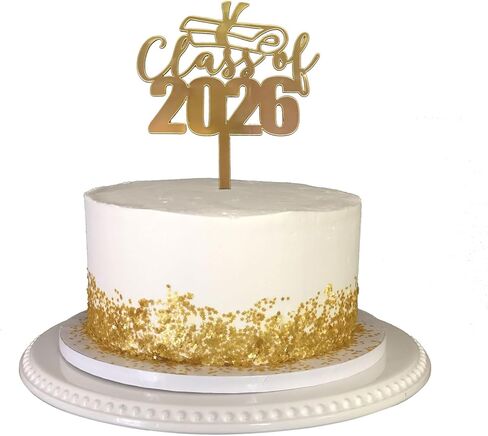 4Pcs Graduation Class of 2026 Cake Topper - Acrylic Congrats Grad Cake Toppers for Gold Glitter Graduation Cake Decorations - Grad Party Decorations Supplies in Saudi Arabia