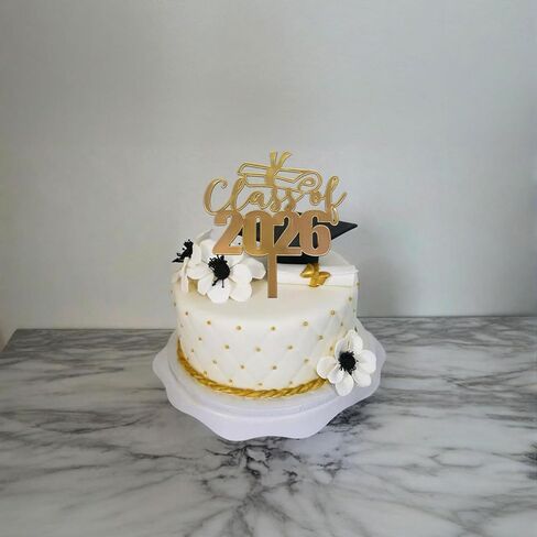 4Pcs Graduation Class of 2026 Cake Topper - Acrylic Congrats Grad Cake Toppers for Gold Glitter Graduation Cake Decorations - Grad Party Decorations Supplies in Saudi Arabia