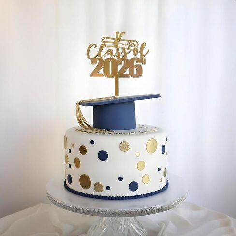 4Pcs Graduation Class of 2026 Cake Topper - Acrylic Congrats Grad Cake Toppers for Gold Glitter Graduation Cake Decorations - Grad Party Decorations Supplies in Saudi Arabia