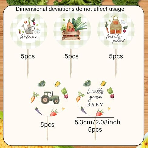 Locally Grown Cupcake Toppers Locally Grown Baby Shower Decorations 25Pcs Farmers Market Cupcake Decorations Vegetables Baby Shower Gender Reveal Party Supplies in Kuwait