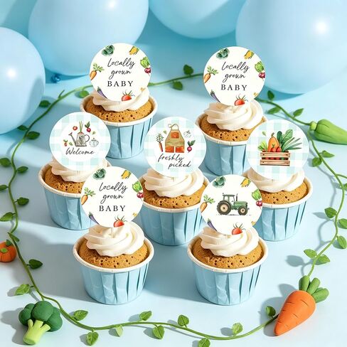 Locally Grown Cupcake Toppers Locally Grown Baby Shower Decorations 25Pcs Farmers Market Cupcake Decorations Vegetables Baby Shower Gender Reveal Party Supplies in Kuwait