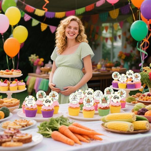 Locally Grown Cupcake Toppers Locally Grown Baby Shower Decorations 25Pcs Farmers Market Cupcake Decorations Vegetables Baby Shower Gender Reveal Party Supplies in Kuwait