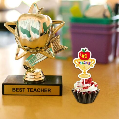 WorldBazaar Teacher Appreciation Cupcake Toppers 24 PCS Graduation Thank You Teacher Cupcake Decoration End of Year Grad Party Decorations in Kuwait