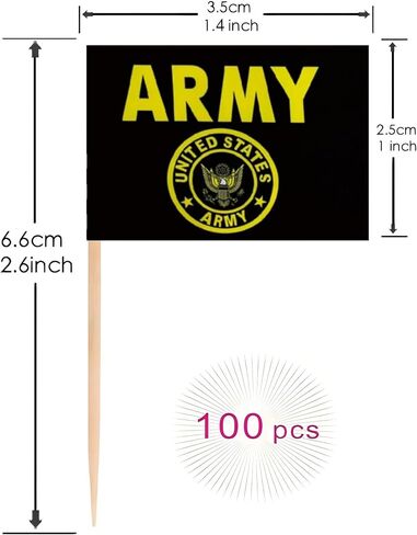 JAVD 100 Pcs US Army Gold Crest Toothpick Flag Small Mini United States Military Cocktail Fruit Cupcakes Toppers Food Stick Flags Decorations in Kuwait
