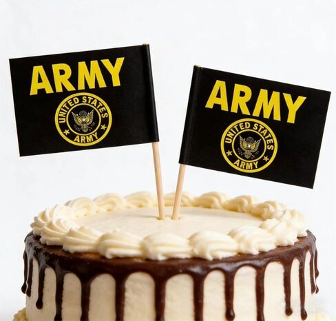 JAVD 100 Pcs US Army Gold Crest Toothpick Flag Small Mini United States Military Cocktail Fruit Cupcakes Toppers Food Stick Flags Decorations in Kuwait