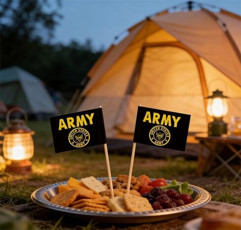 JAVD 100 Pcs US Army Gold Crest Toothpick Flag Small Mini United States Military Cocktail Fruit Cupcakes Toppers Food Stick Flags Decorations in Kuwait