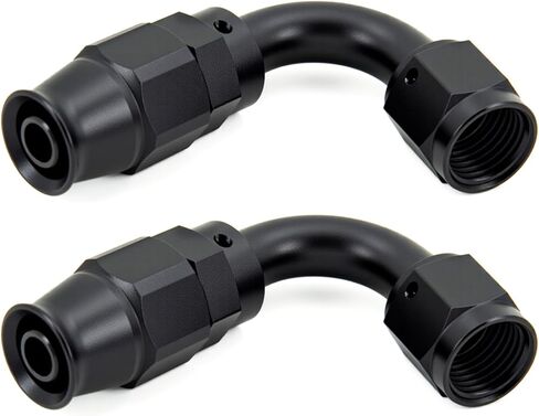 AN6 خرطوم نهاية المناسب PTFE الكوع 120 درجة محول دوار لتفلون الألومنيوم الأسود 2 قطعة in Kuwait
