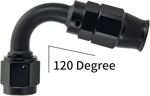 AN6 خرطوم نهاية المناسب PTFE الكوع 120 درجة محول دوار لتفلون الألومنيوم الأسود 2 قطعة in Kuwait