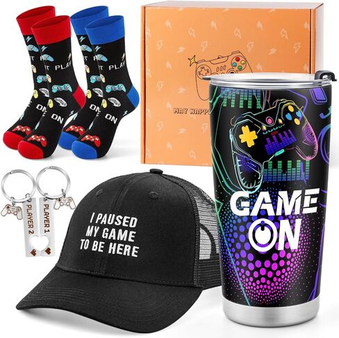 Jekeno Gamer Gaming Tumbler Gift Set for Kids Boys Teens Birthday Christmas Gamepad Gift Box for Men Dad Boyfriend Husband Brother Male Friends Video Game Lovers Mug Socks Hat Gift Basket Presents in Kuwait