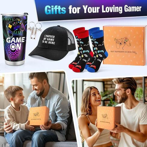 Jekeno Gamer Gaming Tumbler Gift Set for Kids Boys Teens Birthday Christmas Gamepad Gift Box for Men Dad Boyfriend Husband Brother Male Friends Video Game Lovers Mug Socks Hat Gift Basket Presents in Kuwait