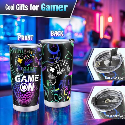 Jekeno Gamer Gaming Tumbler Gift Set for Kids Boys Teens Birthday Christmas Gamepad Gift Box for Men Dad Boyfriend Husband Brother Male Friends Video Game Lovers Mug Socks Hat Gift Basket Presents in Kuwait