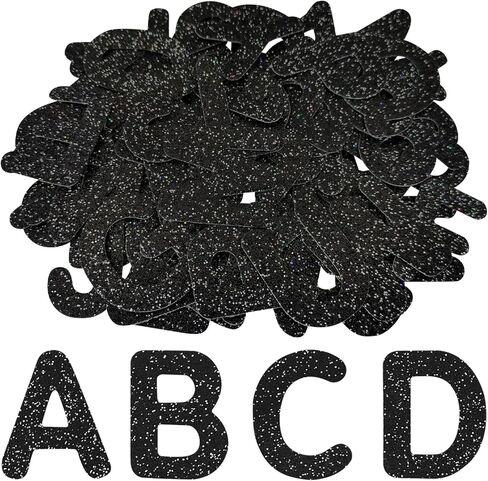 SYLVASS 72Pcs Glitter Iron-on Letters and Numbers Patches for Clothing Backpack Hats Shirts Jeans Bags, DIY Accessories-Black in Kuwait
