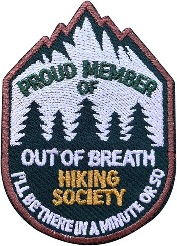 رقعة مطرزة من Out of Breath Hiking Society مقاس 3 بوصات، رقعة مطرزة بالكي على/الخياطة أثناء السفر، رقعات سفر، رقعات قماشية للملابس وحقائب الظهر والقبعات وهدايا إكسسوارات DIY in Kuwait
