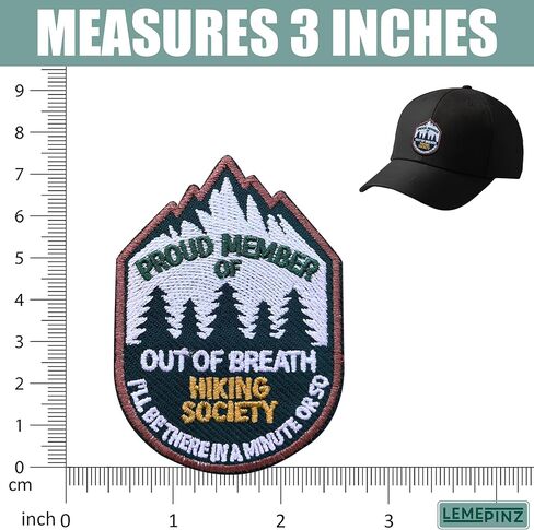 رقعة مطرزة من Out of Breath Hiking Society مقاس 3 بوصات، رقعة مطرزة بالكي على/الخياطة أثناء السفر، رقعات سفر، رقعات قماشية للملابس وحقائب الظهر والقبعات وهدايا إكسسوارات DIY in Kuwait